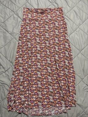 LuLaRoe Floral Maxi Skirt in Purple, Orange and White
